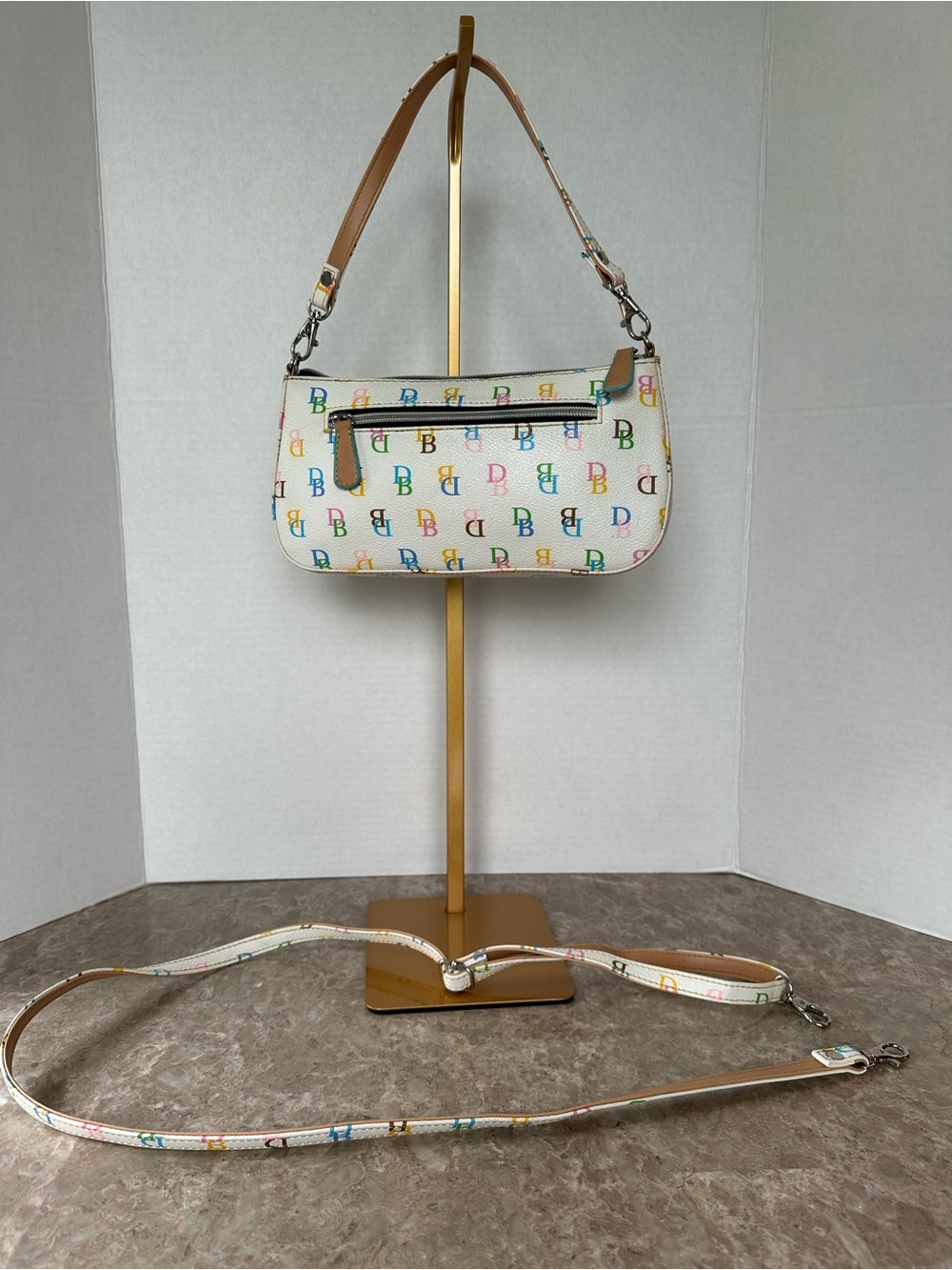 VTG Rare Dooney Bourke Y2K Rainbow Monogram Baguette Shoulder Bag IT Collection
